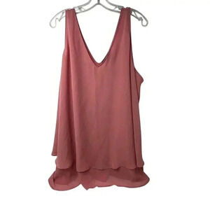Lane Bryant Women's Size 26 Pink Sleeveless V-Neck Tank Top Casual